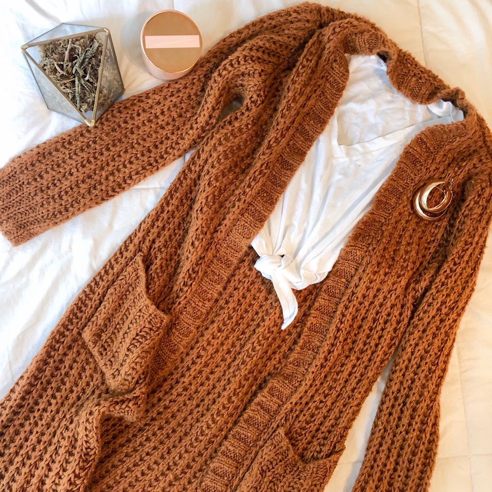 Deep Tan Knit Cardigan